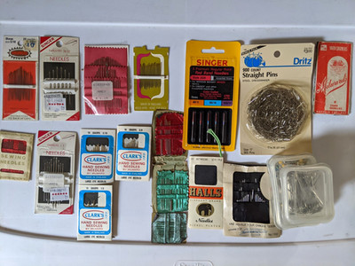 Vtg Sewing Needles Pins Lot 17pc Singer Clarks ONT Milward Dritz Boye Elephant