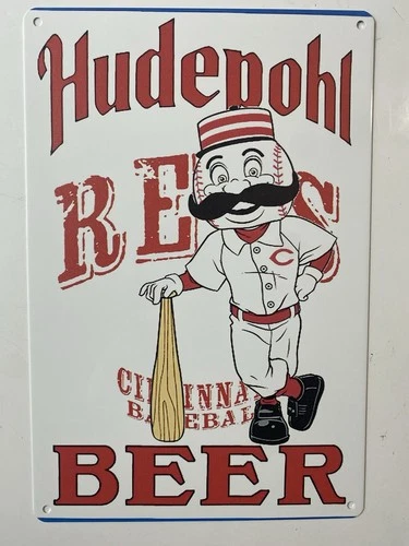 Cincinnati Reds Hudepohl Beer Metal Sign - Vintage Style World Series