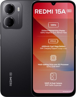 REDMI 15A 5G (Black, 128 GB 4 GB RAM) T8300  Octa Core Processor Global Version