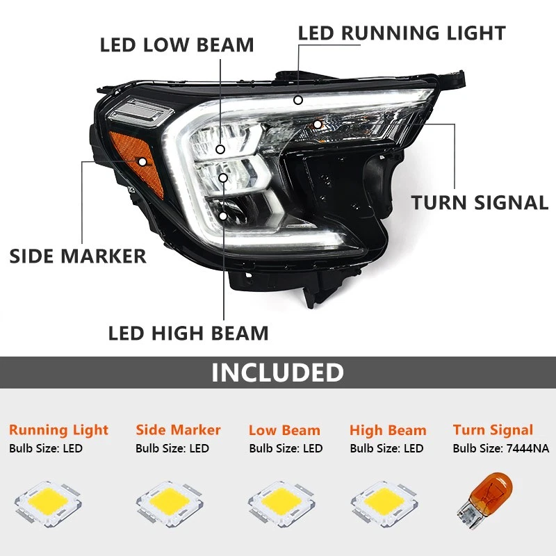 Passenger LED Reflector Headlight Lamp For GMC Terrain AT4/SLE/SLT 2022-2024  RH - Изображение 2 из 4