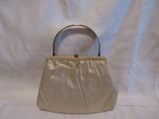 Vintage  Ande Gold Lame Evening Purse with Goldtone Hardware Clasp  Metal Handle