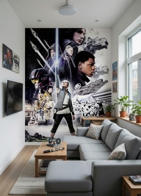 Star Wars Photo Wallpaper Kylo Ren Rey Finn Leia wall mural XL black gift idea