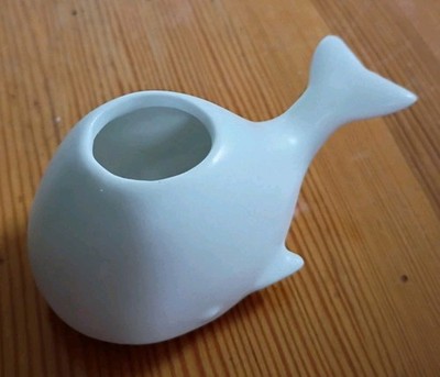 3.5'' Genuine FRED White WHALE Fancy Ceramic Mini Air Plant/Succulent Holder
