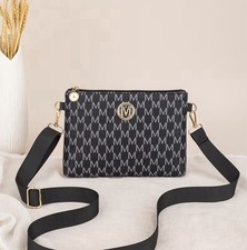 Women Black/Gray Monogram Logo Pattern Zip-To...