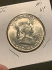 GEM BU UNCIRCULATED UNC MS 1955 SILVER FRANKLIN HALF DOLLAR BRILLIANT LUSTER