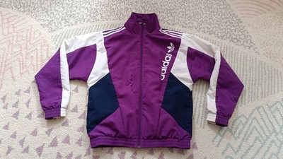Adidas Jacke Retro Lila Gr.32/34 Weiß Old School Vintage Trainingsjacke