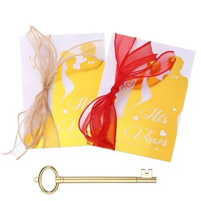 Wedding Vow Card Set, (7.87 x 5.51-Inch, Red/Gold), Version B