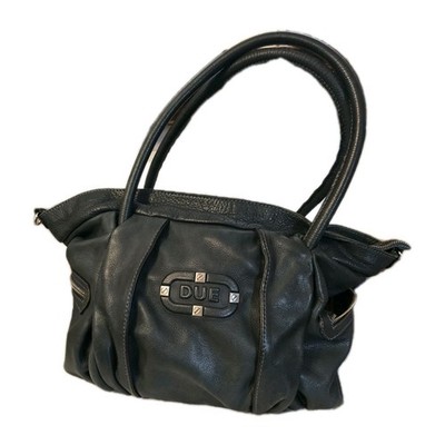 TENTAZIONE DUE Black Leather Handbag Shoulder Bag Ruched Studded Pebbled Y2K 