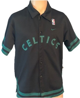 Boston Celtics Nike Warm Up Jersey Men's Medium Snap Shirt Black