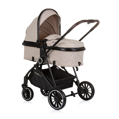 Chipolino Aura Zusammenklappbarer 3-in-1-Kinderwagen mit Wickeltasche Macadamia 
