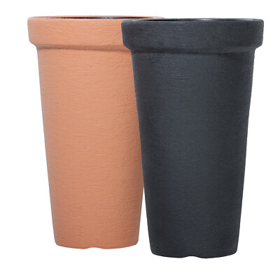 Vaso Per Piante Alto Rotondo Leggero Lofly Slim Con Piattino - 20 Cm Grigio Antracite