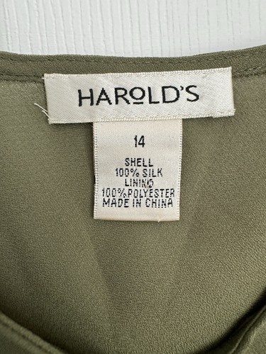 Harold’s 100% Silk Tank Top Camisole Size 14 Green Cami Capsule Sexy Boho Soft - Picture 3 of 5