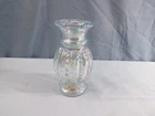 Fenton Light Blue Carnival Glass Small Beaded Melon Vase 4 1/4" Tall