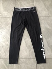 Champion Sports Leggings Womens Medium Black Retro Skinny Fit Cropped W27 L25