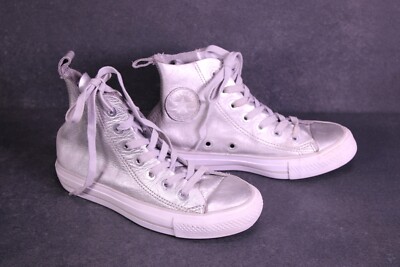 Converse Sneaker Chucks All Star Classic HI Gr. 35 silber weiß Leder BC1363