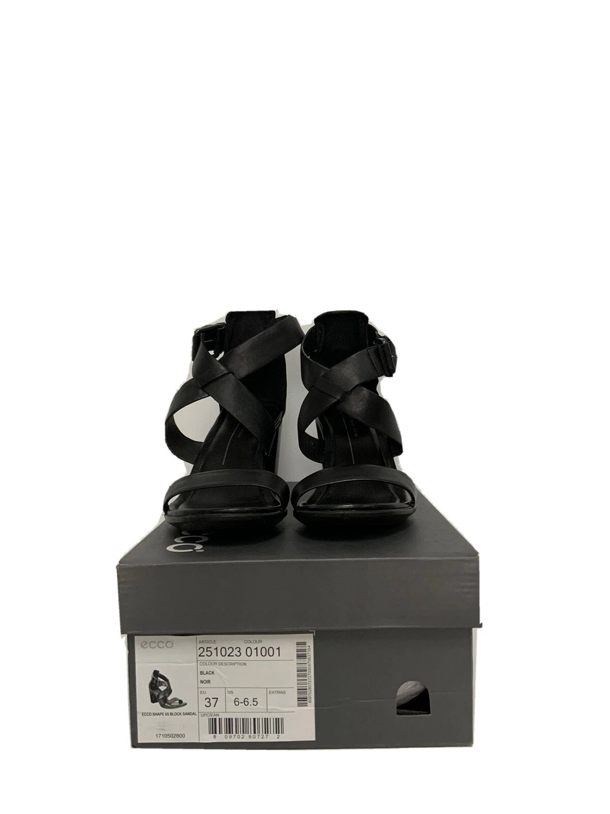 Sandali neri in pelle Ecco taglia 4
