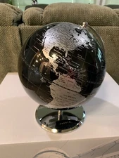 ANNOVA Metallic World Globe Black – Educational/Geographic/Modern Desktop 
