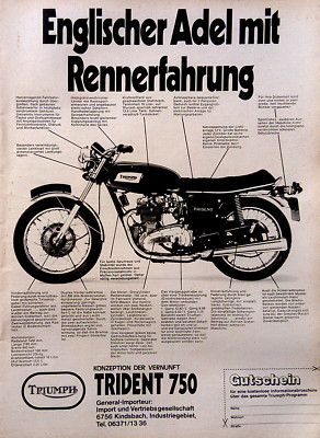 Triumph Trident, originale Werbung aus 1972...englischer Adel