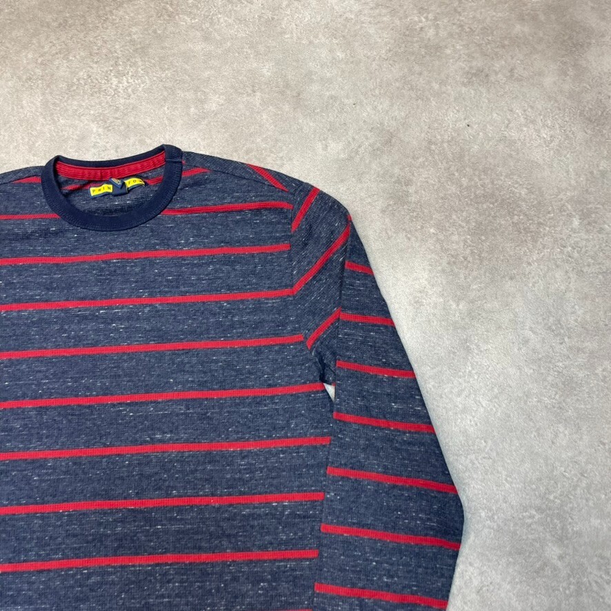 Prince & Fox T-Shirt Mens Medium Striped Relaxed Fit Long Sleeve Tee, Navy image 2