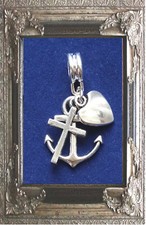 DANGLE BEAD ANHÄNGER HERZ KREUZ ANKER LIEBE GLAUBE HOFFNUNG ANHÄNGER silber