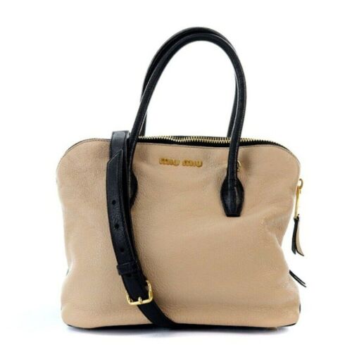 Miu Miu Madras 2way handbag shoulder bag crossbody gold hardware beige - Picture 1 of 8