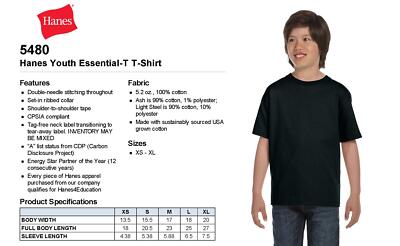 Hanes Youth ComfortSoft Cotton T-Shirt – 5.2 Oz, Black, Medium - View #7