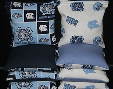 8 All Weather CORNHOLE BEANBAGS made w NORTH CAROLINA TARHEELS Fabric