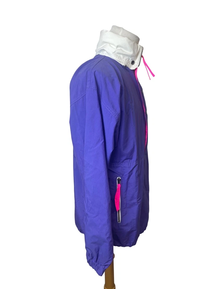 Chaqueta retro para hombre Fahrenheit púrpura con capucha cremallera y botones talla pequeña Foto 2 de 4