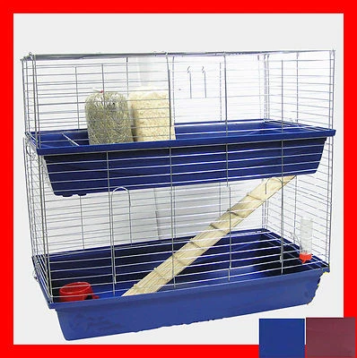 XXL-HEIMTIERCENTER SUPER 1m doppel Hasenkäfig Meerschweinchenkäfig Doppelkäfig Rabbit Nagerkäfig