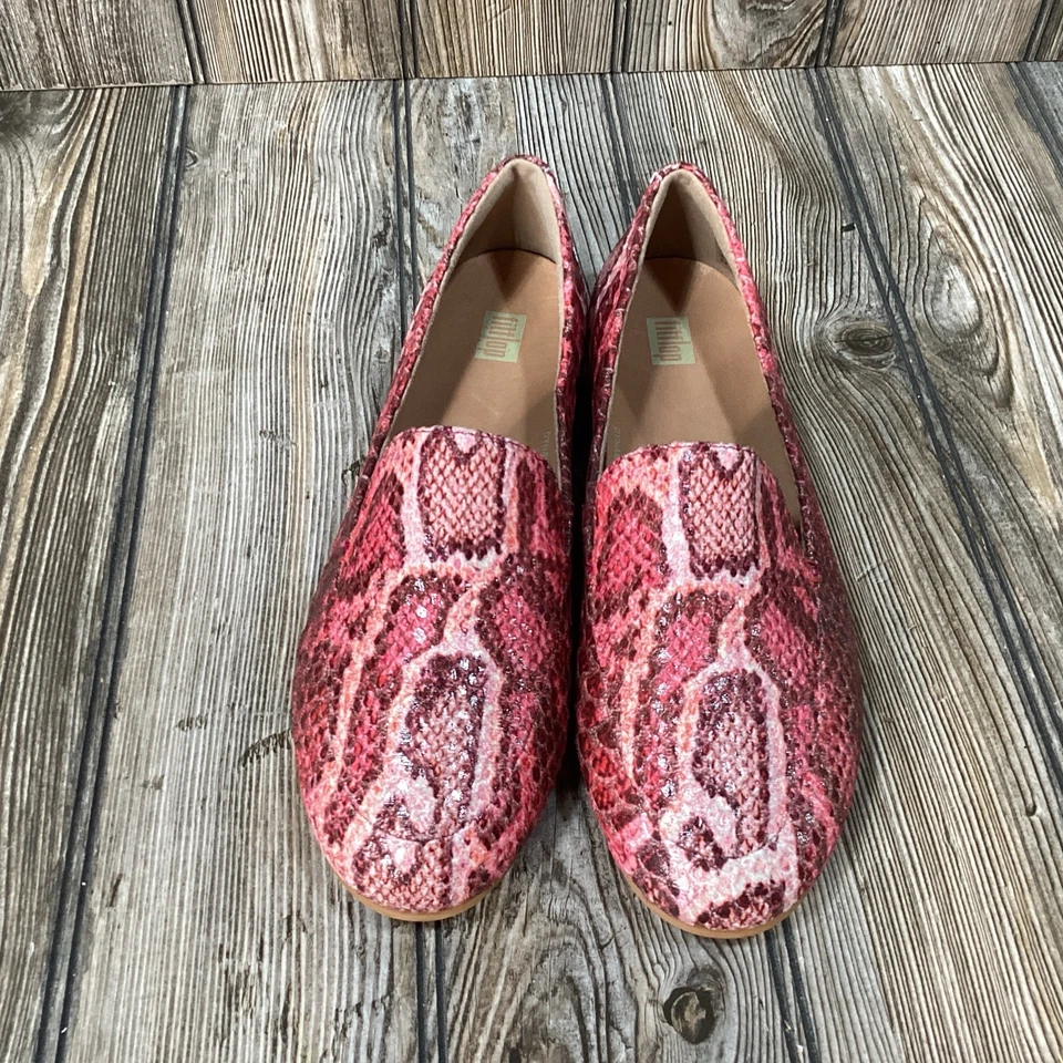 Fitflop Lena Mocasines Estampado Serpiente Rosa Jaspeado Zapatos Informales Mujer Talla 8 NUEVO Foto 2 de 4