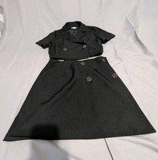 VETTA Black 2 Piece Set Women’s Small Cropped Blazer & A-Line Skirt Made In USA
