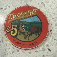 Edgewater Casino $5 Chip Laughlin Nevada Ceramic Indian Buffalo 1995