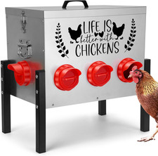 50LB Large Automatic Chicken Feeder   8 Feeding Ports, No-Waste Poultry Feeder,
