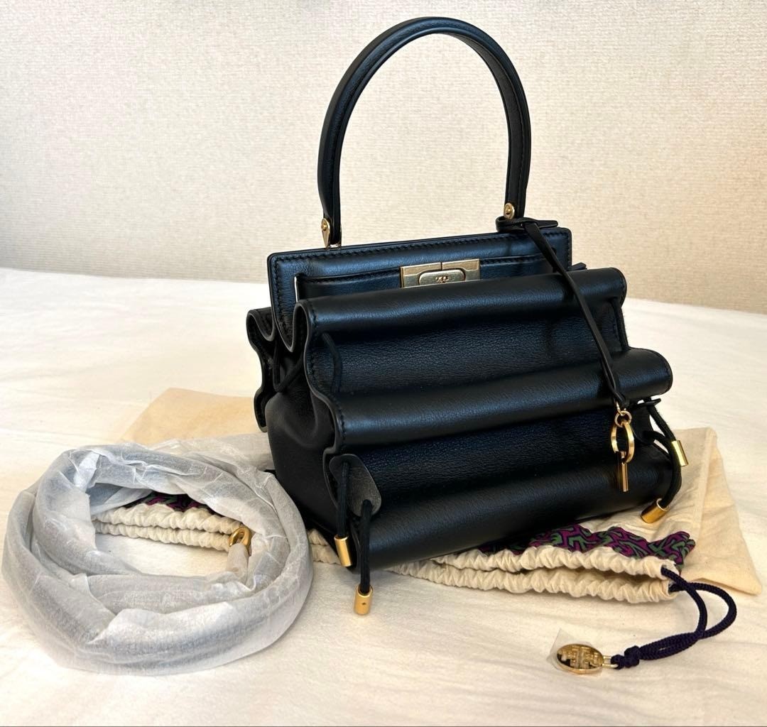 TORY BURCH Lee Radziwill Petit Accordion Hand Shoulder Bag Leather