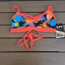 TYR Women's Durafast Pineapple Panama Twist Multicolor Bikini Top Size L New