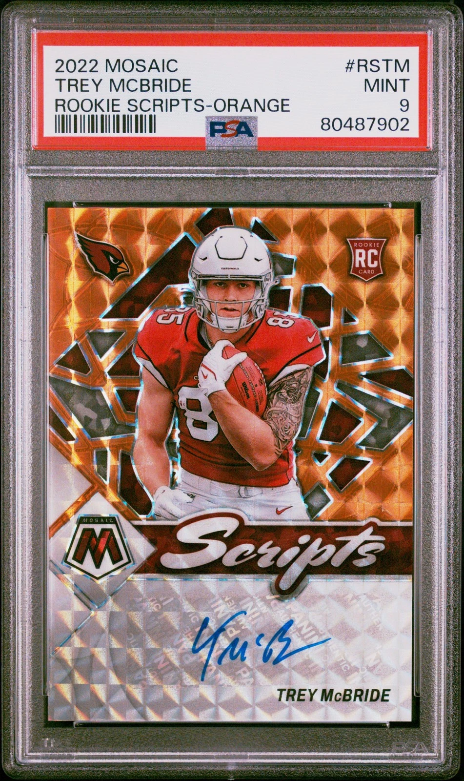 Trey McBride Panini Mosaic Rookie Scripts #RSTM Orange