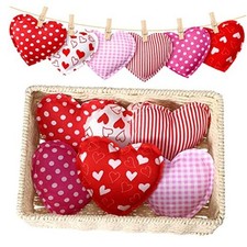 12 Pieces Valentine's Day Hanging Fabric Heart Shaped Ornaments Lovely Style