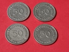 50 Pfennig 1949 Bank Deutscher L&auml;nder D F G J M&uuml;nzen Alle 4 Pr&auml;gest&auml;tten