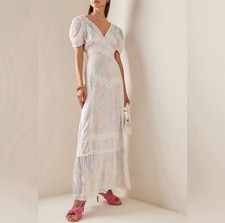 NWT LoveShackFancy Maxi Dress Quintessa Patsel Tie Dye Puff Sleeve Romantic sz 0