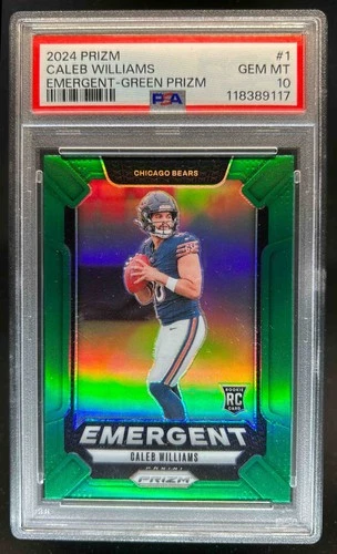 2024 Prizm Caleb Williams Emergent RC Green Rookie #1 Bears PSA 10