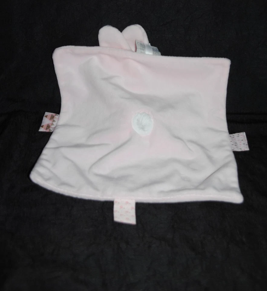 🐰Doudou plat lapin NATTOU Lapidou visage brodé carré rose pastel Etat NEUF - Photo 3/4