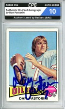 Authentic On-Card Autograph Signed by Dan Pastorini CPG Auto Grade 10