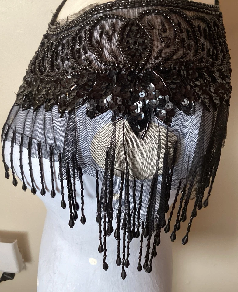 Vintage Infinity Shoulder Scarf beaded evening... - Image 3 of 4