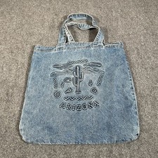 Vtg 80s 90s Arizona Blue Jean Cotton Desert Denim Tote Bag Shopping USA Made 3D