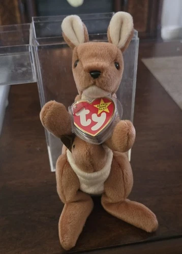 🔥  1996 Rare Beanie Baby POUCH Kangaroo  💕  Very clean!! With the tag