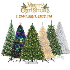 Artificial Christmas Tree Xmas LED Lights Metal Stand 4FT 5FT 6FT 7FT Pre-Lit US