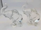 Vintage Fenton Clear  Elephant Trunk Up Figurine Paperweight Pair Good Luck