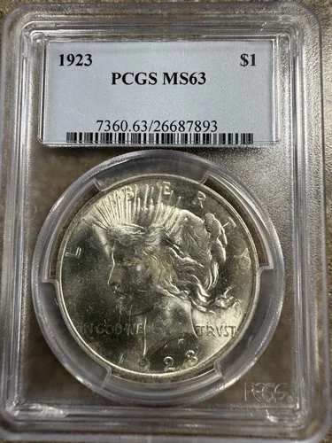 1923 Peace Silver Dollar $1 PCGS MS63