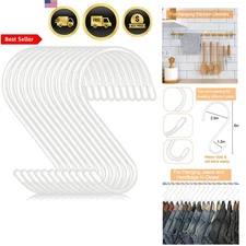 Heavy Duty Vinyl Coated S Hooks 12 Pack - Non Slip Closet Hooks for Hanging