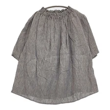 nest Robe Yarn-dyed linen ruffle collar blouse 01202-1501 Blue beige 5-0819S♪